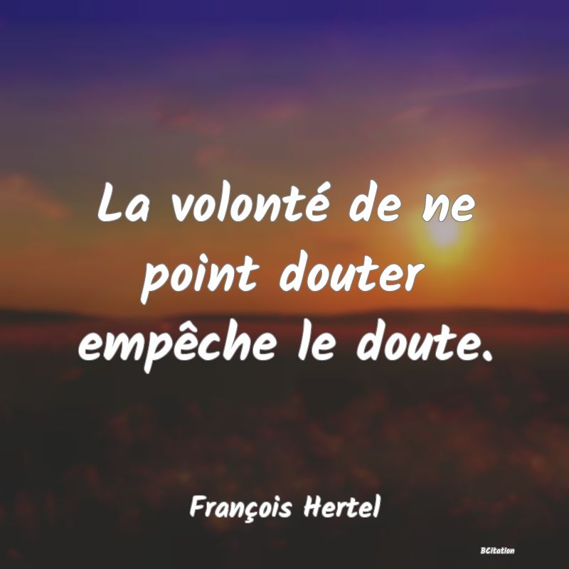 image de citation: La volonté de ne point douter empêche le doute.