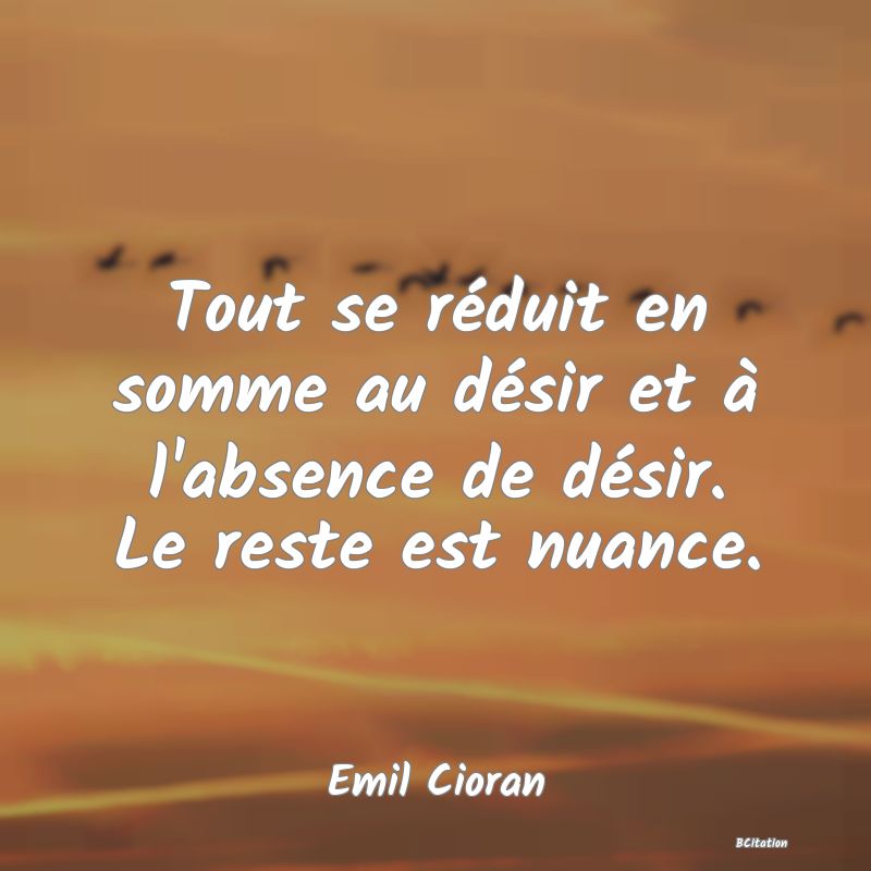 image de citation: Tout se réduit en somme au désir et à l'absence de désir. Le reste est nuance.