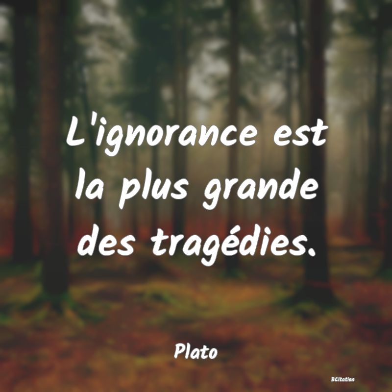 image de citation: L'ignorance est la plus grande des tragédies.