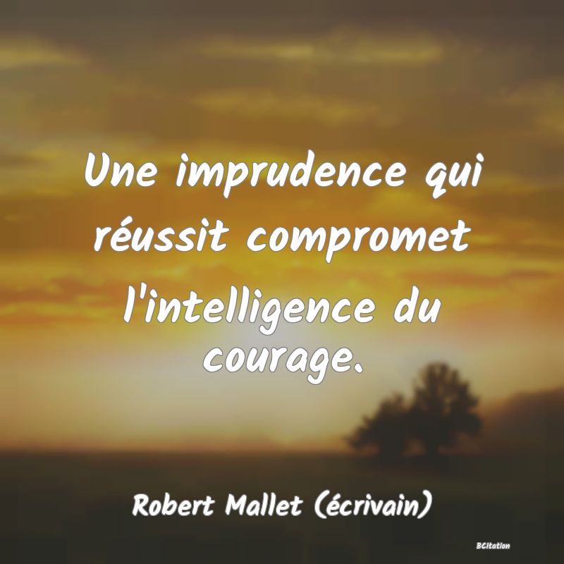 image de citation: Une imprudence qui réussit compromet l'intelligence du courage.