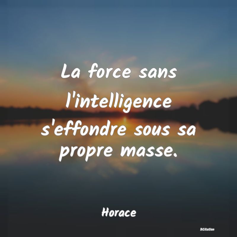 image de citation: La force sans l'intelligence s'effondre sous sa propre masse.