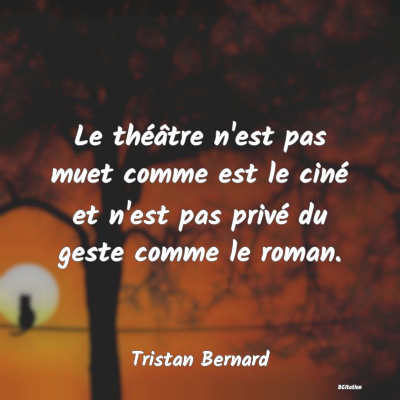 image de citation: Le théâtre n'est pas muet comme est le ciné et n'est pas privé du geste comme le roman.
