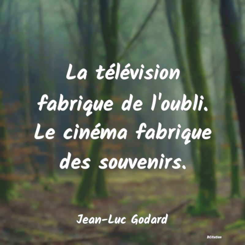 image de citation: La télévision fabrique de l'oubli. Le cinéma fabrique des souvenirs.