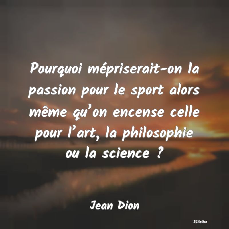 image de citation: Pourquoi mépriserait-on la passion pour le sport alors même qu’on encense celle pour l’art, la philosophie ou la science ?