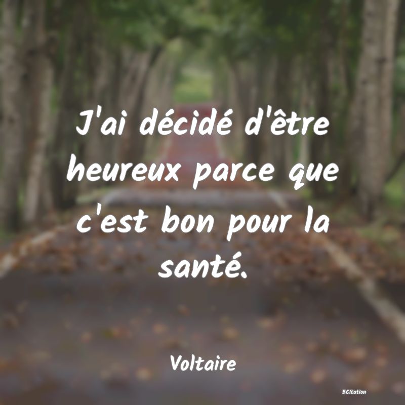 image de citation: J'ai décidé d'être heureux parce que c'est bon pour la santé.