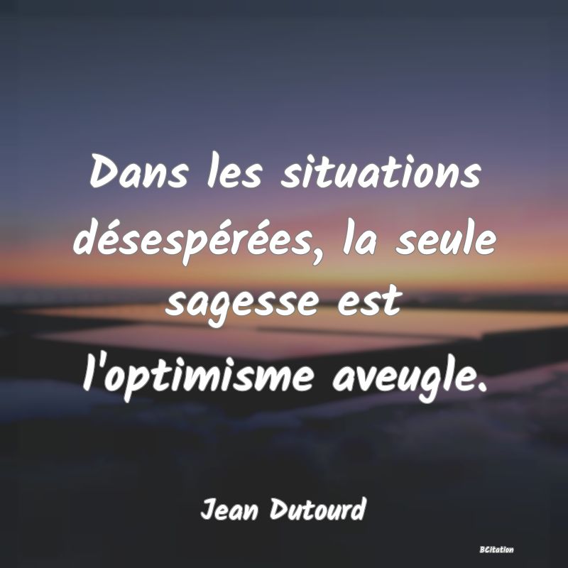 image de citation: Dans les situations désespérées, la seule sagesse est l'optimisme aveugle.