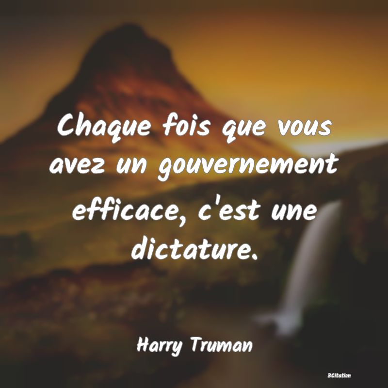 image de citation: Chaque fois que vous avez un gouvernement efficace, c'est une dictature.