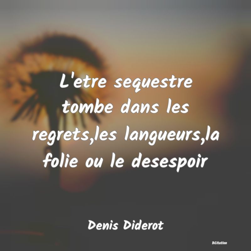 image de citation: L'etre sequestre tombe dans les regrets,les langueurs,la folie ou le desespoir