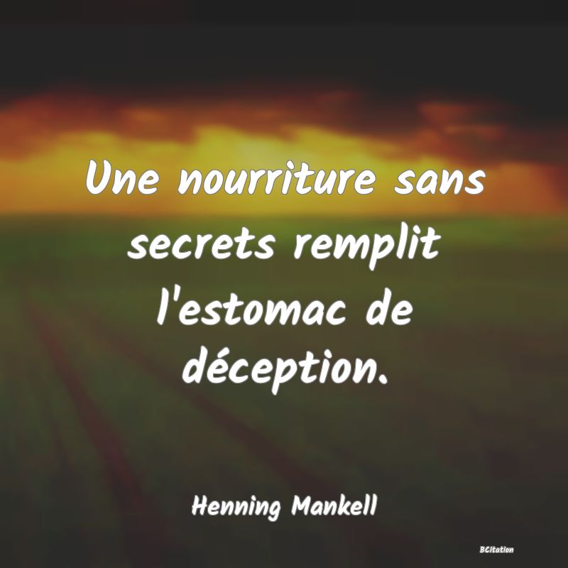 image de citation: Une nourriture sans secrets remplit l'estomac de déception.