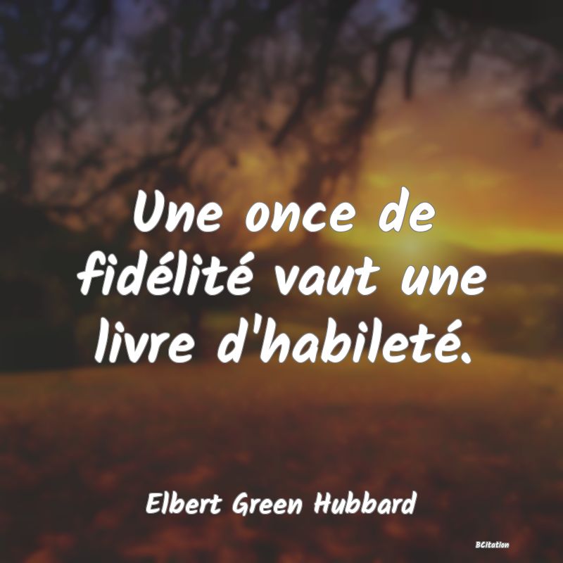 image de citation: Une once de fidélité vaut une livre d'habileté.