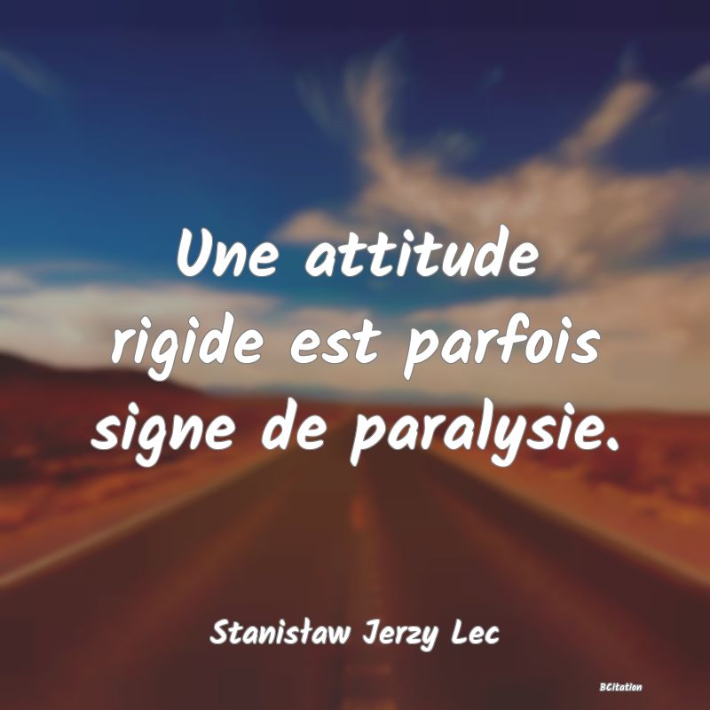 Belle Citation - Une attitude rigide est parfois signe de paralysie. - Stanisław Jerzy Lec