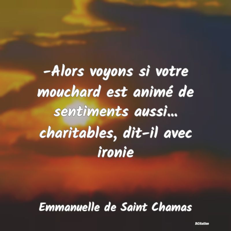 image de citation: -Alors voyons si votre mouchard est animé de sentiments aussi... charitables, dit-il avec ironie