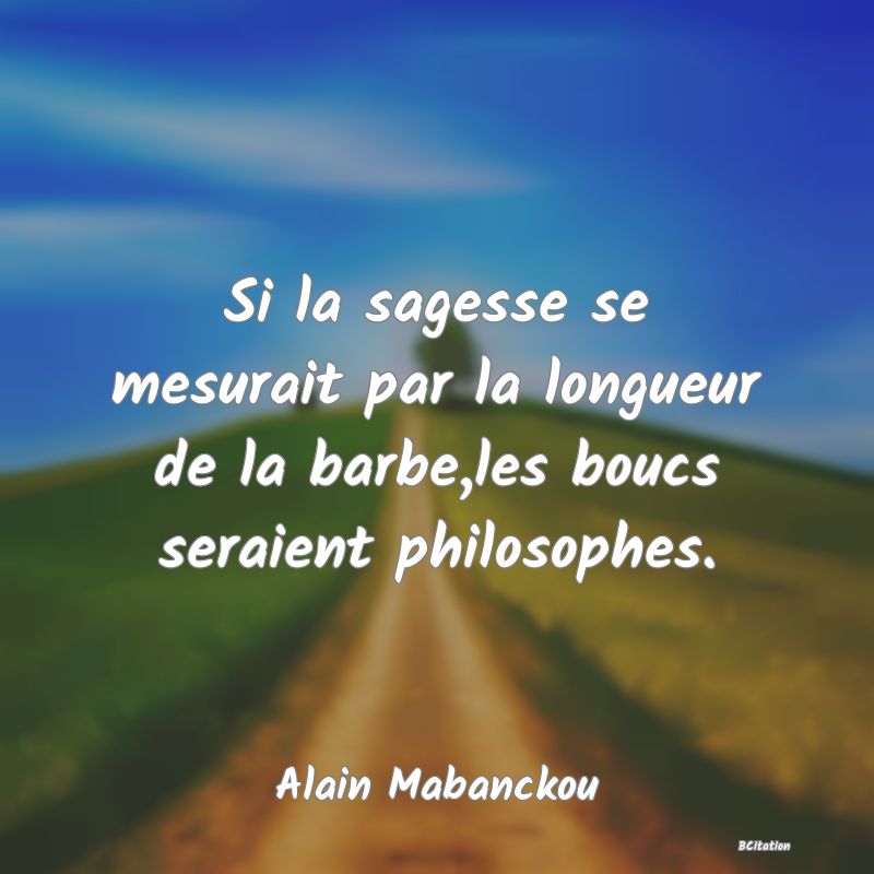 image de citation: Si la sagesse se mesurait par la longueur de la barbe,les boucs seraient philosophes.