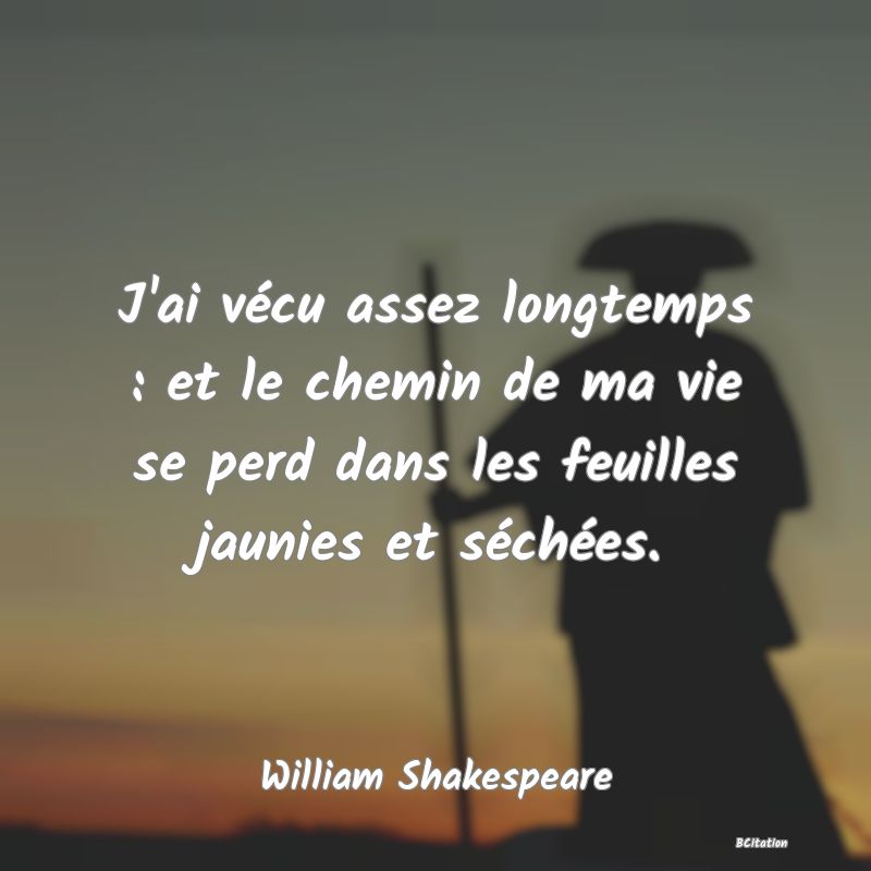 image de citation: J'ai vécu assez longtemps : et le chemin de ma vie se perd dans les feuilles jaunies et séchées.