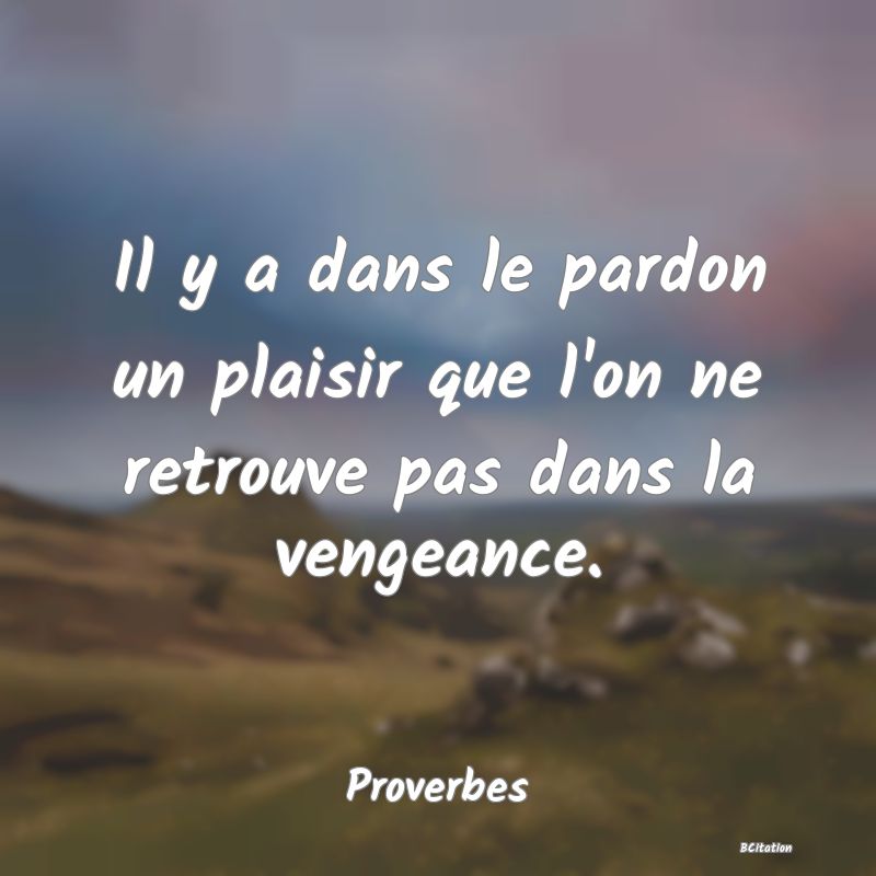 image de citation: Il y a dans le pardon un plaisir que l'on ne retrouve pas dans la vengeance.