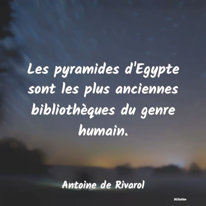 image de citation: Les pyramides d'Egypte sont les plus anciennes bibliothèques du genre humain.