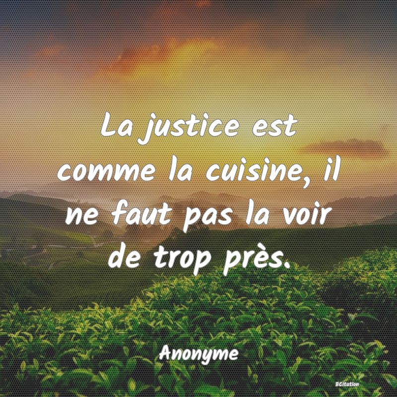 image de citation: La justice est comme la cuisine, il ne faut pas la voir de trop près.