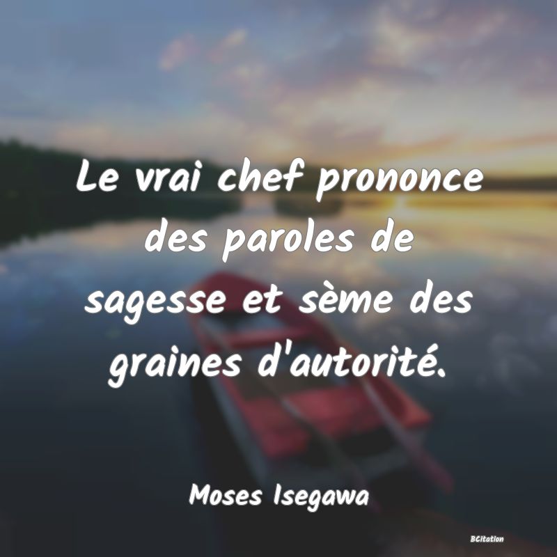 image de citation: Le vrai chef prononce des paroles de sagesse et sème des graines d'autorité.