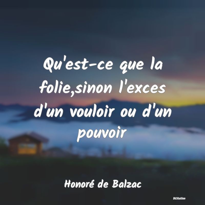 image de citation: Qu'est-ce que la folie,sinon l'exces d'un vouloir ou d'un pouvoir