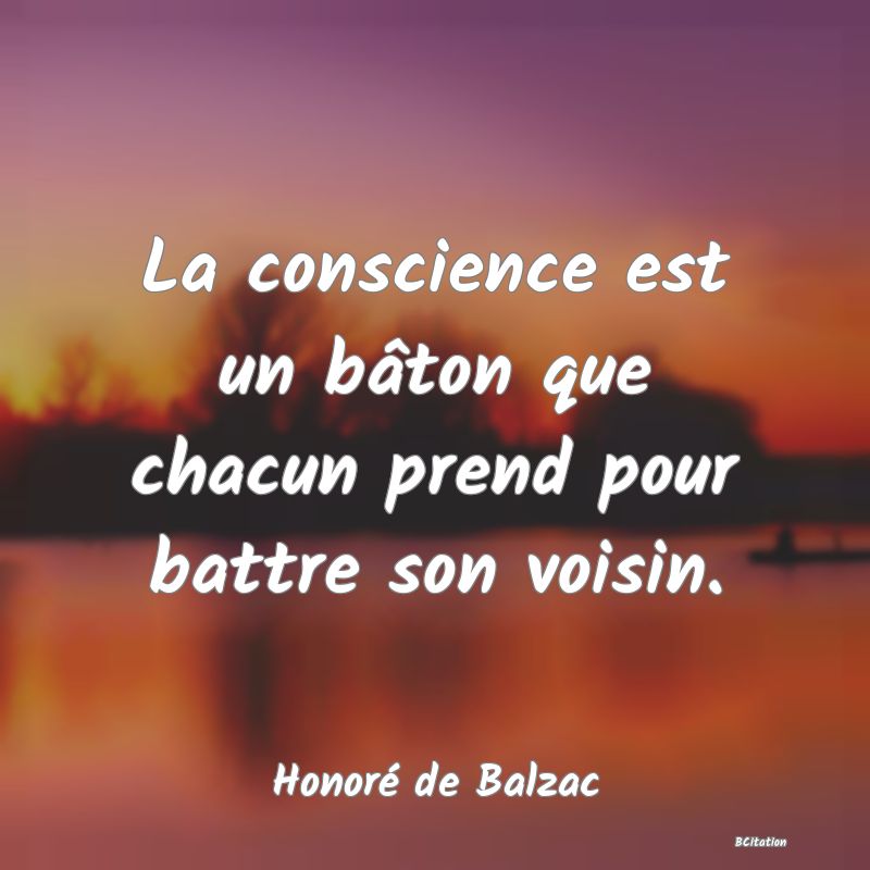 image de citation: La conscience est un bâton que chacun prend pour battre son voisin.