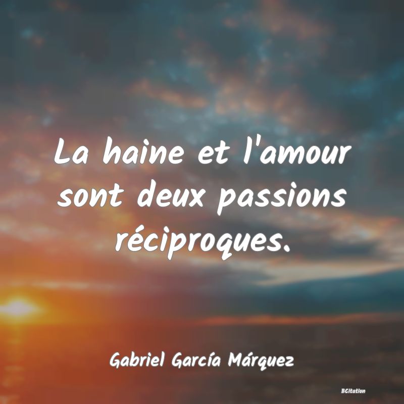 image de citation: La haine et l'amour sont deux passions réciproques.