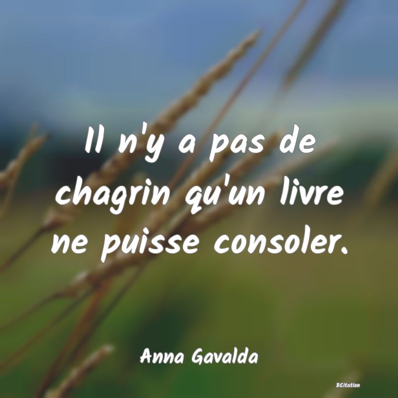 image de citation: Il n'y a pas de chagrin qu'un livre ne puisse consoler.