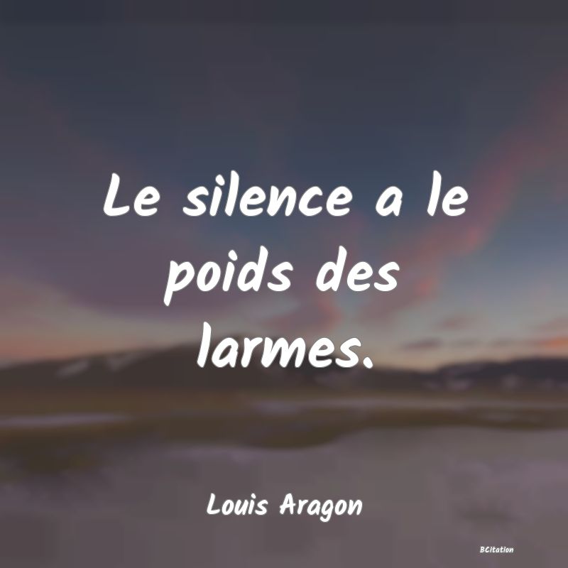 Belle Citation - Le silence a le poids des larmes. - Louis Aragon
