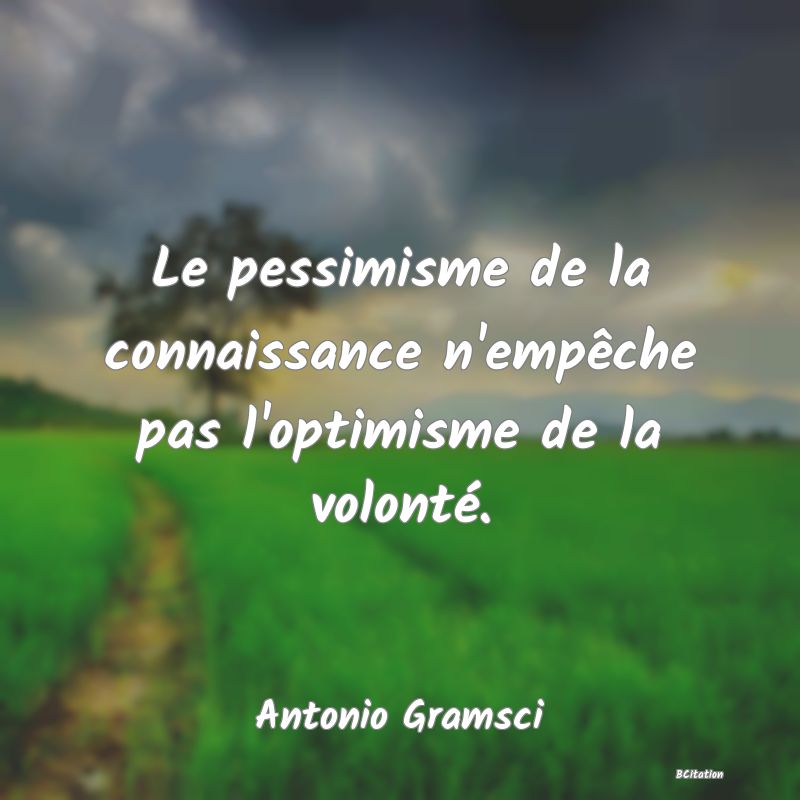 image de citation: Le pessimisme de la connaissance n'empêche pas l'optimisme de la volonté.