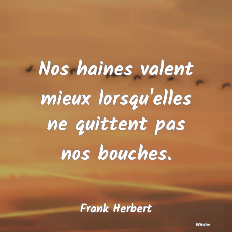 image de citation: Nos haines valent mieux lorsqu'elles ne quittent pas nos bouches.