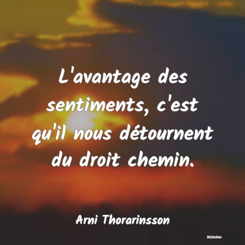 image de citation: L'avantage des sentiments, c'est qu'il nous détournent du droit chemin.