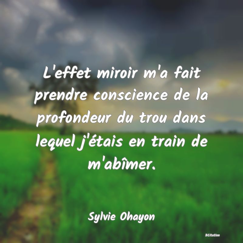 image de citation: L'effet miroir m'a fait prendre conscience de la profondeur du trou dans lequel j'étais en train de m'abîmer.