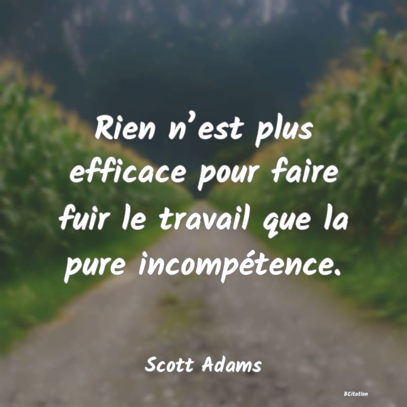 image de citation: Rien n’est plus efficace pour faire fuir le travail que la pure incompétence.