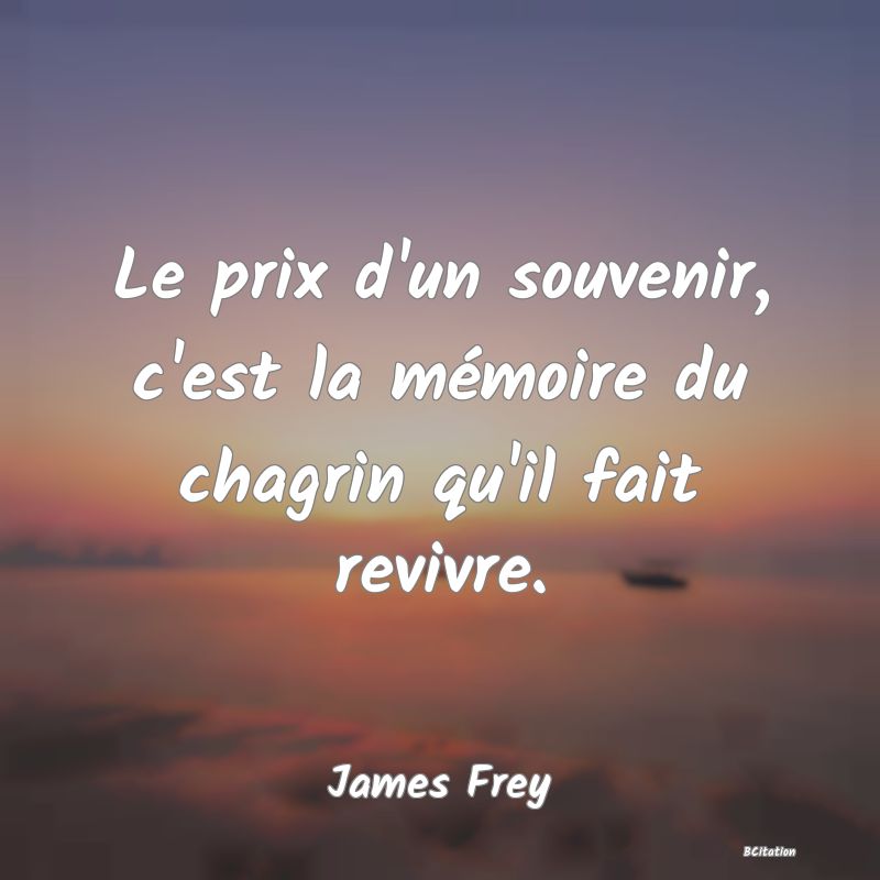 image de citation: Le prix d'un souvenir, c'est la mémoire du chagrin qu'il fait revivre.