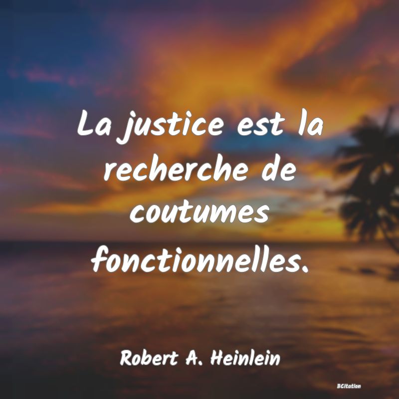 image de citation: La justice est la recherche de coutumes fonctionnelles.