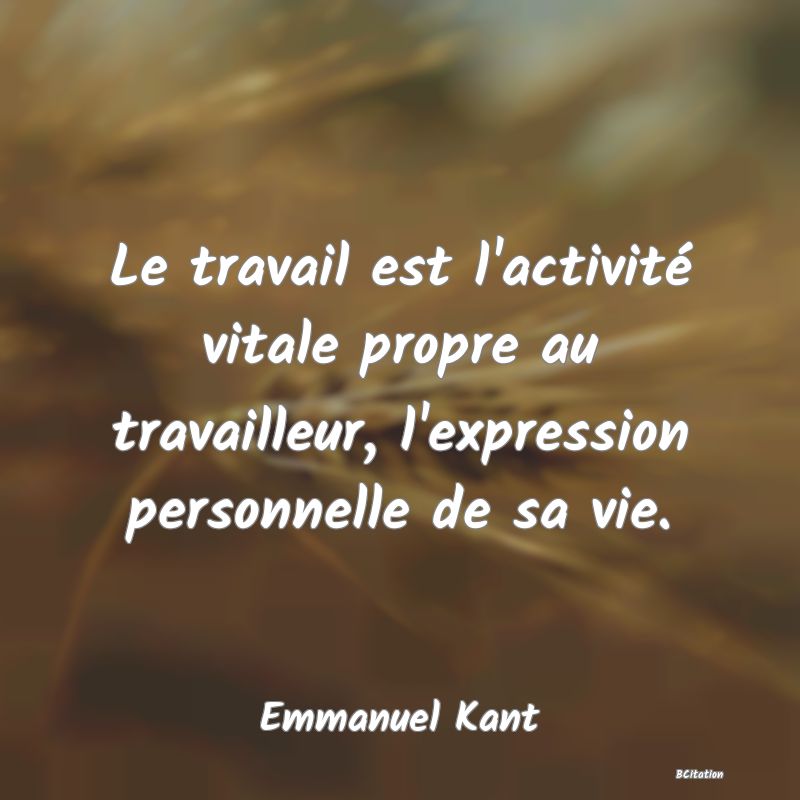 image de citation: Le travail est l'activité vitale propre au travailleur, l'expression personnelle de sa vie.