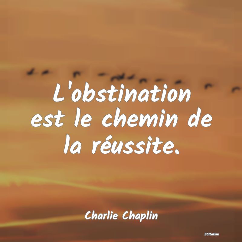Belle Citation - L'obstination est le chemin de la réussite. - Charlie Chaplin