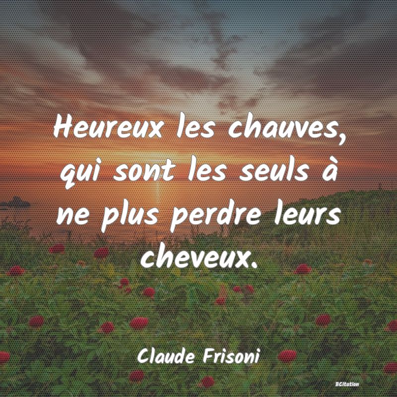 image de citation: Heureux les chauves, qui sont les seuls à ne plus perdre leurs cheveux.