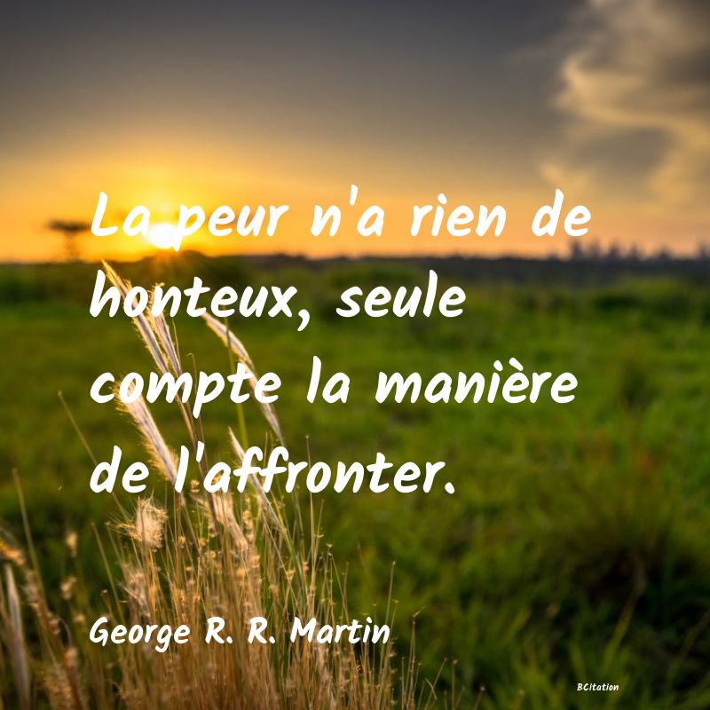 Belle Citation - La peur n'a rien de honteux, seule compte la manière de l'affronter. - George R. R. Martin