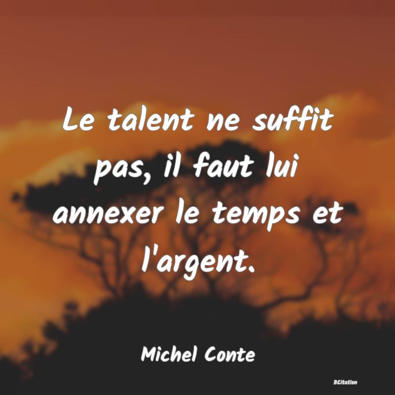 image de citation: Le talent ne suffit pas, il faut lui annexer le temps et l'argent.