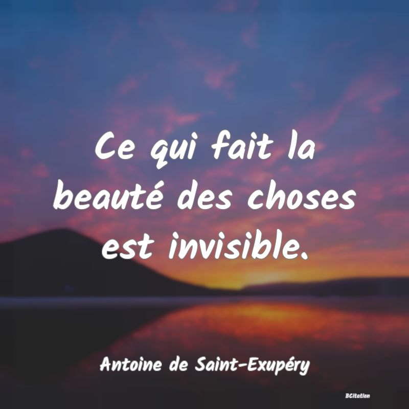 image de citation: Ce qui fait la beauté des choses est invisible.