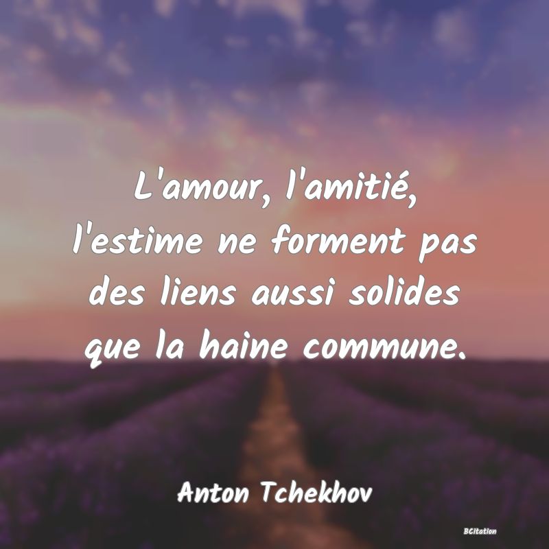 image de citation: L'amour, l'amitié, l'estime ne forment pas des liens aussi solides que la haine commune.