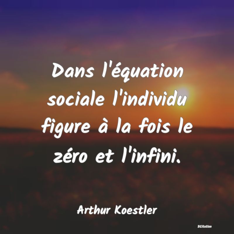 image de citation: Dans l'équation sociale l'individu figure à la fois le zéro et l'infini.