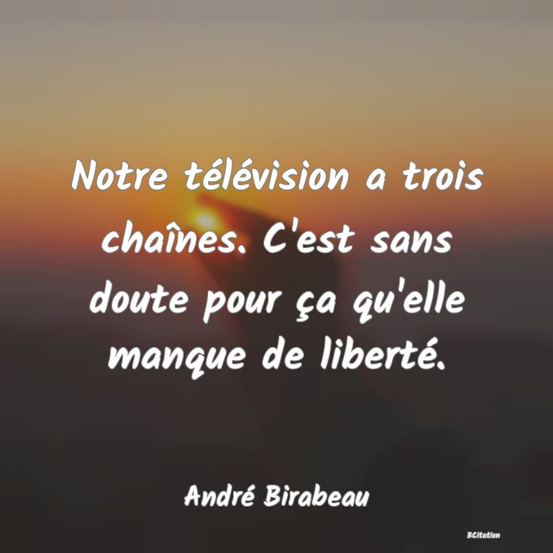 image de citation: Notre télévision a trois chaînes. C'est sans doute pour ça qu'elle manque de liberté.