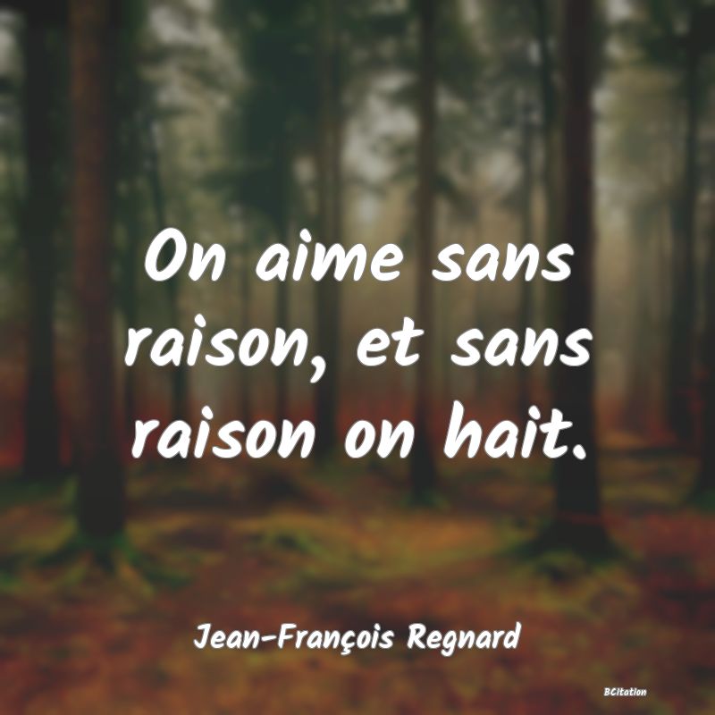 image de citation: On aime sans raison, et sans raison on hait.