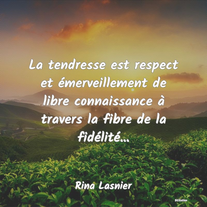 image de citation: La tendresse est respect et émerveillement de libre connaissance à travers la fibre de la fidélité...