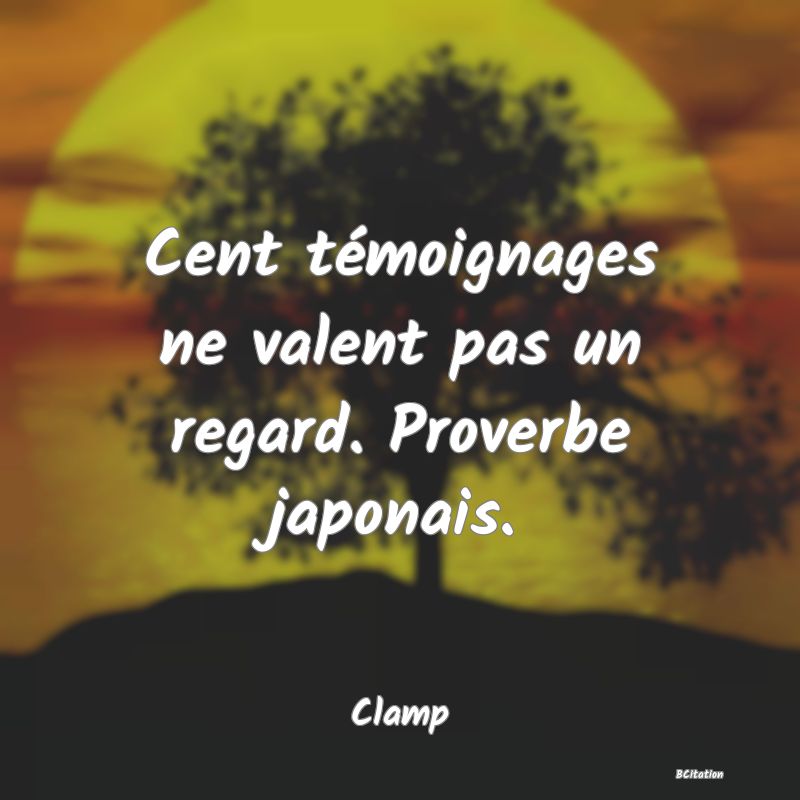 image de citation: Cent témoignages ne valent pas un regard. Proverbe japonais.