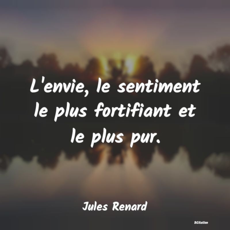 image de citation: L'envie, le sentiment le plus fortifiant et le plus pur.