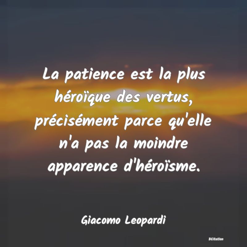 image de citation: La patience est la plus héroïque des vertus, précisément parce qu'elle n'a pas la moindre apparence d'héroïsme.