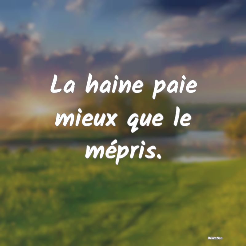 Belle Citation - La haine paie mieux que le mépris. - 
