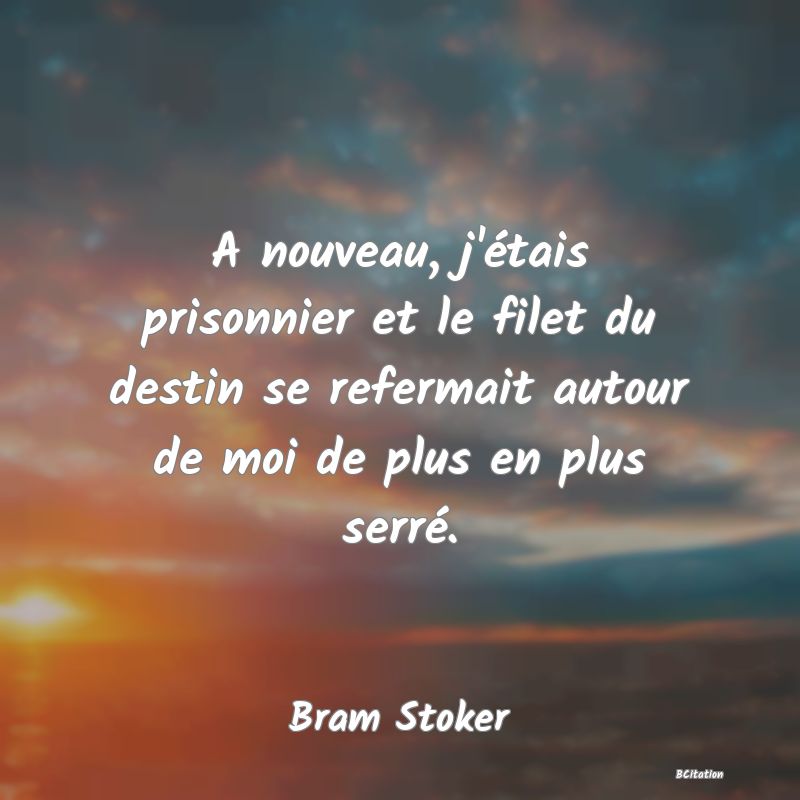 image de citation: A nouveau, j'étais prisonnier et le filet du destin se refermait autour de moi de plus en plus serré.